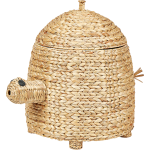 Beliani Wicker Basket Natural Water Hyacinth Woven Turtle with Lid Toy Hamper Child's Room Accessory Material:Water Hyacinth Size:44x58x72