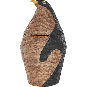 Beliani Wicker Penguin Basket Natural Water Hyacinth Woven Toy Hamper Child's Room Accessory Material:Water Hyacinth Size:40x68x40