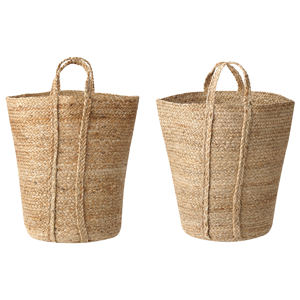 Beliani Set of 2 Storage Baskets Jute Natural 30 cm Laundry Bins Containers Boho Material:Jute Size:30x50x30