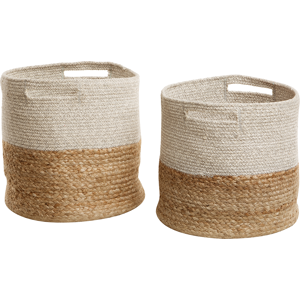 Beliani Set of 2 Jute Storage Bags Laundry Bins Woven Cotton Material:Cotton Size:33/32x40/30x33/32