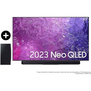 Samsung 2023 85” QN90C Neo QLED 4K HDR Smart TV with 2023 Q800C Cinematic Soundbar in Black (F-85QN90C800C)