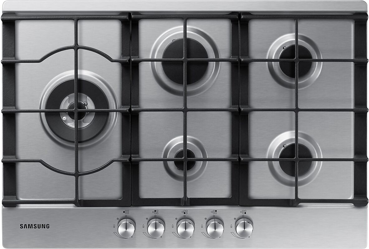 Samsung 5 Burner Gas Hob with Cast Iron Grates in Silver (NA75J3030AS/EU)