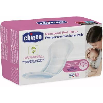 Chicco Postpartum Cotton Sanitary Pads - 10 Units Chicco Postpartum Cotton Sanitary Pads - 10 Units