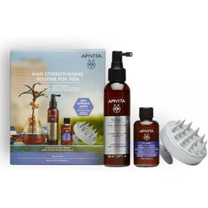 Apivita Hair Strengthening Routine for Men - Hair loss products, tonic, shampoo, scalp massager Apivita Hair Strengthening Routine for Men - Hair loss products, tonic, shampoo, scalp massager