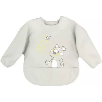 Chicco Bib Sleeved Bib Gray 6m+ Chicco Bib Sleeved Bib Gray 6m+