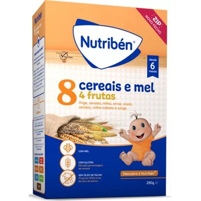 Nutriben Nutribén 8 Cereals and Honey 4 Fruits 250g Nutriben Nutribén 8 Cereals and Honey 4 Fruits 250g