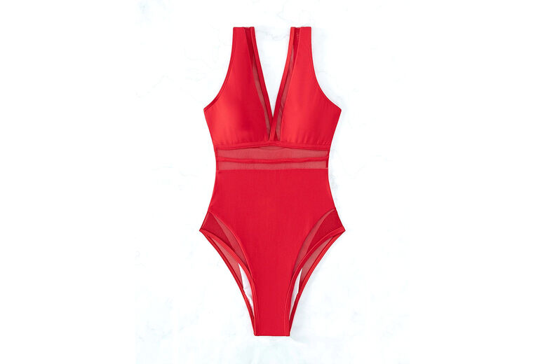 Just Gift Direct Women'S One-Piece Mesh Patchwork Swimwear In 4 Sizes And 3 Colours - Red   Wowcher