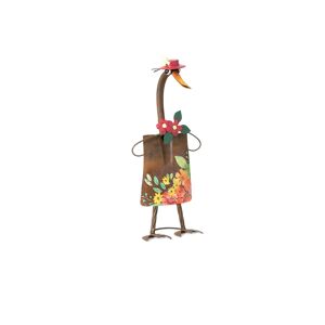 GLAXWOOD TRADING LTD Metal Garden Duck Shovel Statues - Red Or Pink Flower Style!   Wowcher