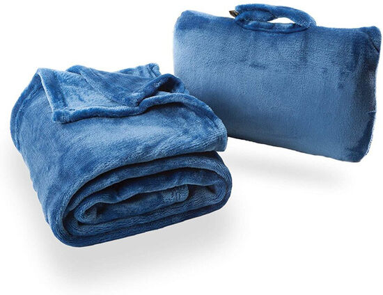 Furniture 321 Ltd Fold'N'Go Travel Blanket - Blue Or Grey   Wowcher