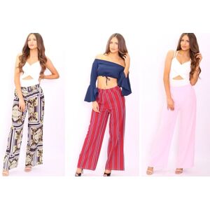 Top End Street Ltd Printed Palazzo Flared Leg Trousers - 6 Designs & Uk Sizes 8-18! - Pink   Wowcher