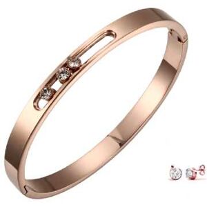 Swarovski Halo Bangle And Earring Set - Rose-Gold - Silver   Wowcher