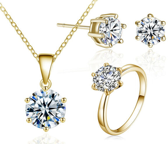 Gold-Plated Jewellery Set - Made With Crystals From Swarovski ® - Silver   Wowcher