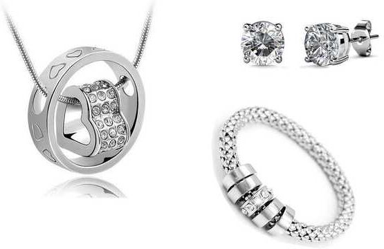 Swarovski Viola 3Pc Jewellery Set Encrusted - Silver   Wowcher