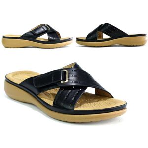 Beta Shoes T/A Shoe Fest Womens Low Wedge Sandal - Black   Wowcher