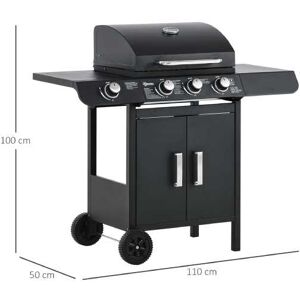 Mhstar Uk Ltd Outsunny Gas 3+1 Burner Bbq Trolley   Wowcher