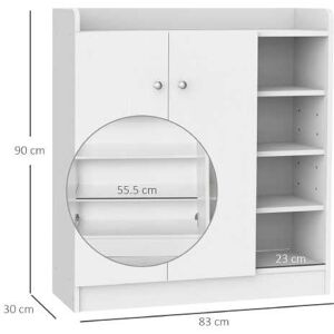 Mhstar Uk Ltd Homcom Shoe Storage Cabinet 2 Doors - White   Wowcher