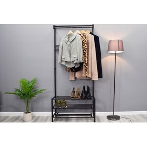 FW Style Limited Black Industrial Design Metal Clothes Storage Rack   Wowcher