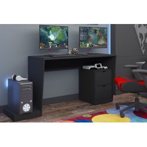 Out and Out Original Black Gamer Desk With Storage Cabinet   Wowcher