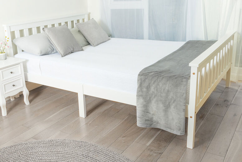 Doodle Products White Solid Wood Bed Frame - Single or Double!