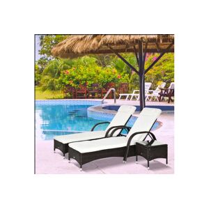 Mhstar Uk Ltd Outsunny 3 Pcs Rattan Lounger Recliner   Wowcher