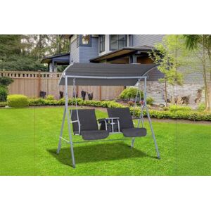 Mhstar Uk Ltd Outsunny 2-Seater Swing Chair W/ Table - Grey   Wowcher