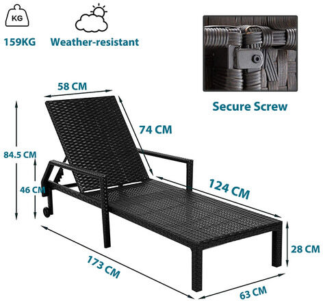 Furniture One Garden Rattan Sun Lounger Recliner   Wowcher