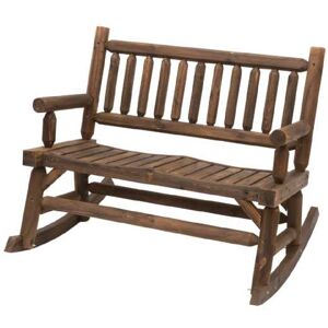 Mhstar Uk Ltd Outsunny Rocking Bench Rough Cut - Brown   Wowcher