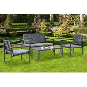 Mhstar Uk Ltd 4 Pc Garden Sofa Set With Padded Cushions In Grey   Wowcher