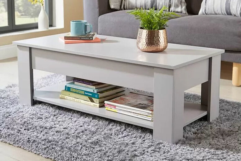 Furniture Dealz Lift Up Storage Coffee Table - Black, Grey, Oak Or White!   Wowcher