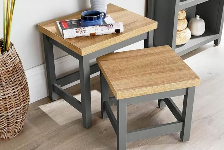 Furniture Dealz 2 Avon Nest Compact Tables - 2 Colours! - Grey   Wowcher