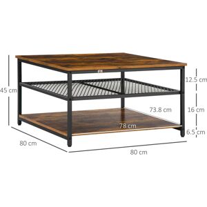 Mhstar Uk Ltd Homcom Industrial 3 Tier Coffee Table - In Rustic Brown   Wowcher