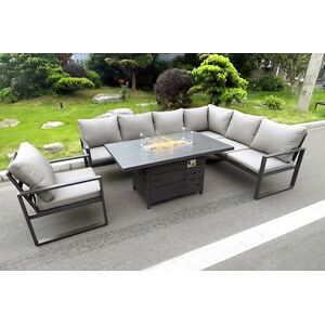 NINGBO SHIWEI JINCHUKOU YOUXIAN GONGSI T/A Fimous Aluminium Outdoor Garden Furniture Set & Fire Pit Table - 6, 7 Or 8-Seater   Wowcher