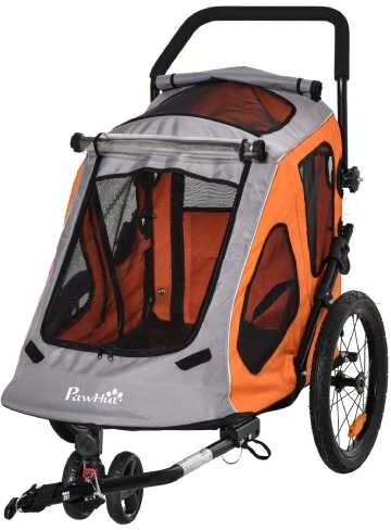 Mhstar Uk Ltd Pawhut Dog Bike Trailer Pet Stroller - Orange   Wowcher