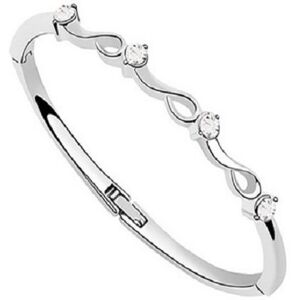 Genova International Ltd 4-Stone Crystal Bangle - Silver   Wowcher