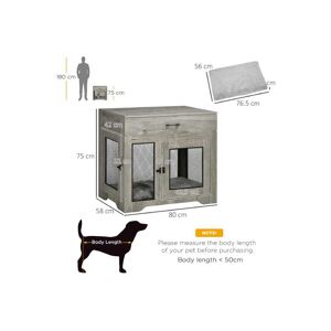 Mhstar Uk Ltd Pawhut Dog Crate Furniture,Double Doors - Grey   Wowcher