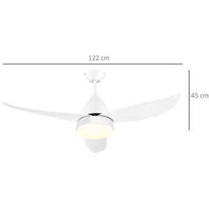 Mhstar Uk Ltd Homcom Ceiling Fan With Led, White   Wowcher