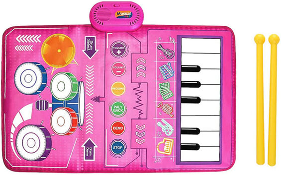 AZONE STORE LTD T/A Shop In Store Kids 2 In 1 Piano And Drum Musical Mat Toy - Pink   Wowcher