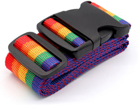 J&Y Global Rainbow Striped Luggage Straps - 2Pcs - Black   Wowcher