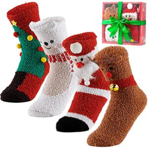 Just Gift Direct Festive Fluffy Christmas Socks - 4 Jolly Designs! - Black   Wowcher