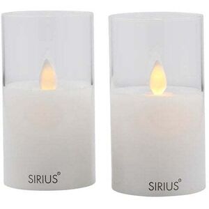 Sirius Ivy Set of 2 Mini Clear Glass Battery Operated LED Candle - Sirius Ivy Set of 2 Mini Clear Glass Battery Operated LED Candle -