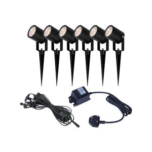 EasyFit Fern 12v Set Of 6 Garden LED Spotlight Kit In Black Finish
