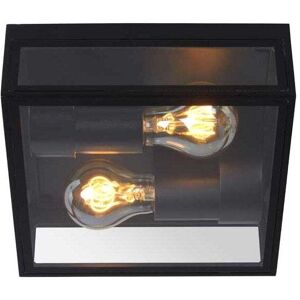 Lucide Dukan 2 Light Outdoor Half Lantern Wall Fitting In Black Finish - Lucide Dukan 2 Light Outdoor Half Lantern Wall Fitting In Black Finish -