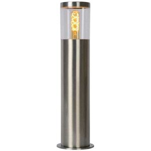 Lucide Fedor Single Light Outdoor Short Bollard Light In Satin Chrome Finish - Lucide Fedor Single Light Outdoor Short Bollard Light In Satin Chrome Finish -