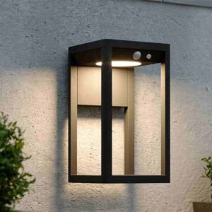Suri Kingsbridge Solar LED Half Lantern Outdoor Wall Light with PIR Sensor In Anthracite Grey Finish - Suri Kingsbridge Solar LED Half Lantern Outdoor Wall Light with PIR Sensor In Anthracite Grey Finish -