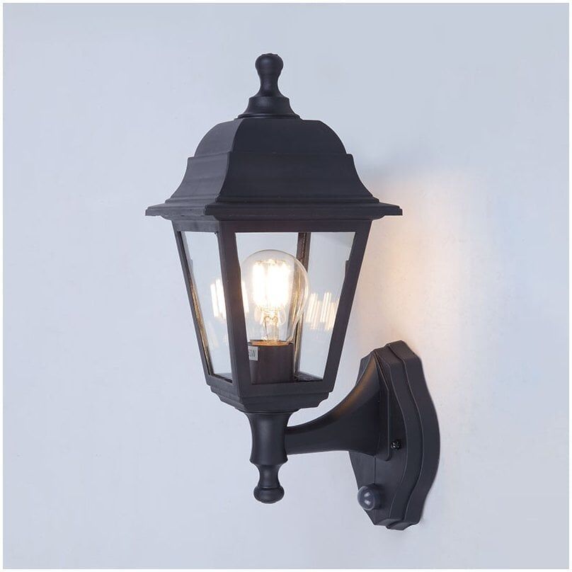 Edit Lighting Edit Sennen Coastal Single Light Outdoor Wall Lantern In Black Finish With Dusk to Dawn Sensor -