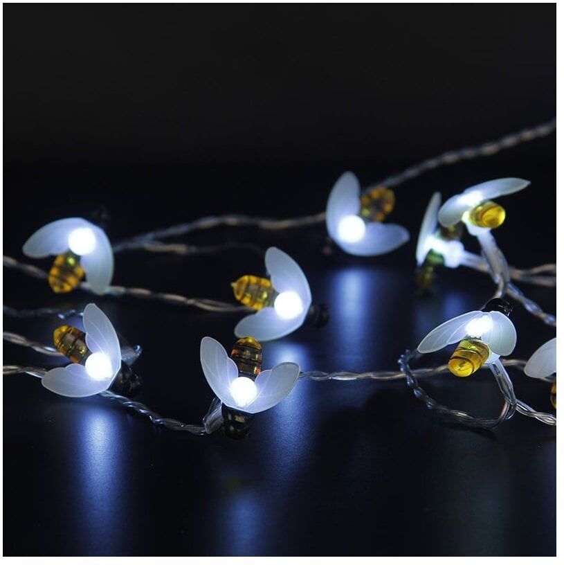 Suri 365 Solar Powered Set Of 20 Bumble Bee Integrated LED String Lights -