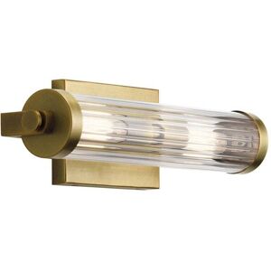Quintiesse Azores 2 Light Glass Flush Wall Fitting In Natural Brass Finish -