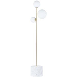 BHS Lighting BHS Forella 3 Light Terrazzo Floor Lamp In Satin Brass Finish With Opal Glass - BHS Lighting BHS Forella 3 Light Terrazzo Floor Lamp In Satin Brass Finish With Opal Glass -
