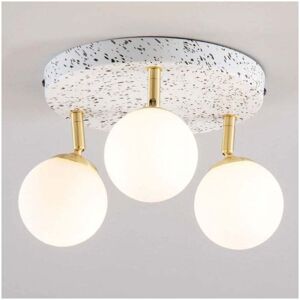 BHS Lighting BHS Lott 3 Light Ceiling Spotlight Fitting In Satin Brass Finish With Opal Glass And Water Printed Terrazzo Plate - BHS Lighting BHS Lott 3 Light Ceiling Spotlight Fitting In Satin Brass Finish With Opal Glass And Water Printed Terrazzo Plate -