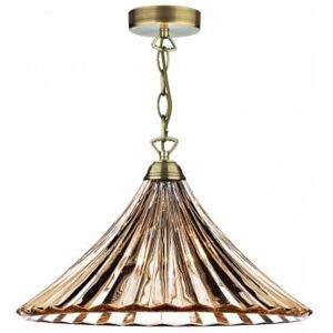 Dar Lighting ARD866 Ardeche Antique Brass Single Light Ceiling Pendant with Amber Glass - Brass/Amber Dar Lighting ARD866 Ardeche Antique Brass Single Light Ceiling Pendant with Amber Glass - Brass/Amber